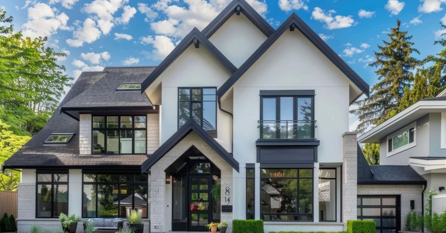 Modern home with tinted windows